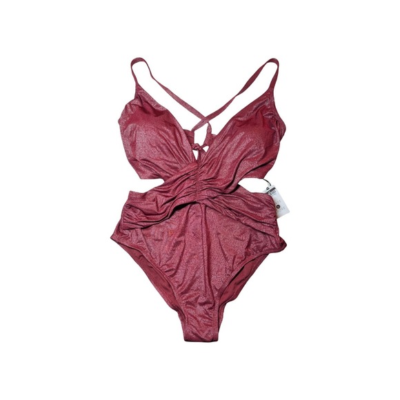 Shade & Shore Other - ⭐D4 Shade & Shore Shimmer Monokini 1 Piece Swimsuit Womens Burgundy - Size 16